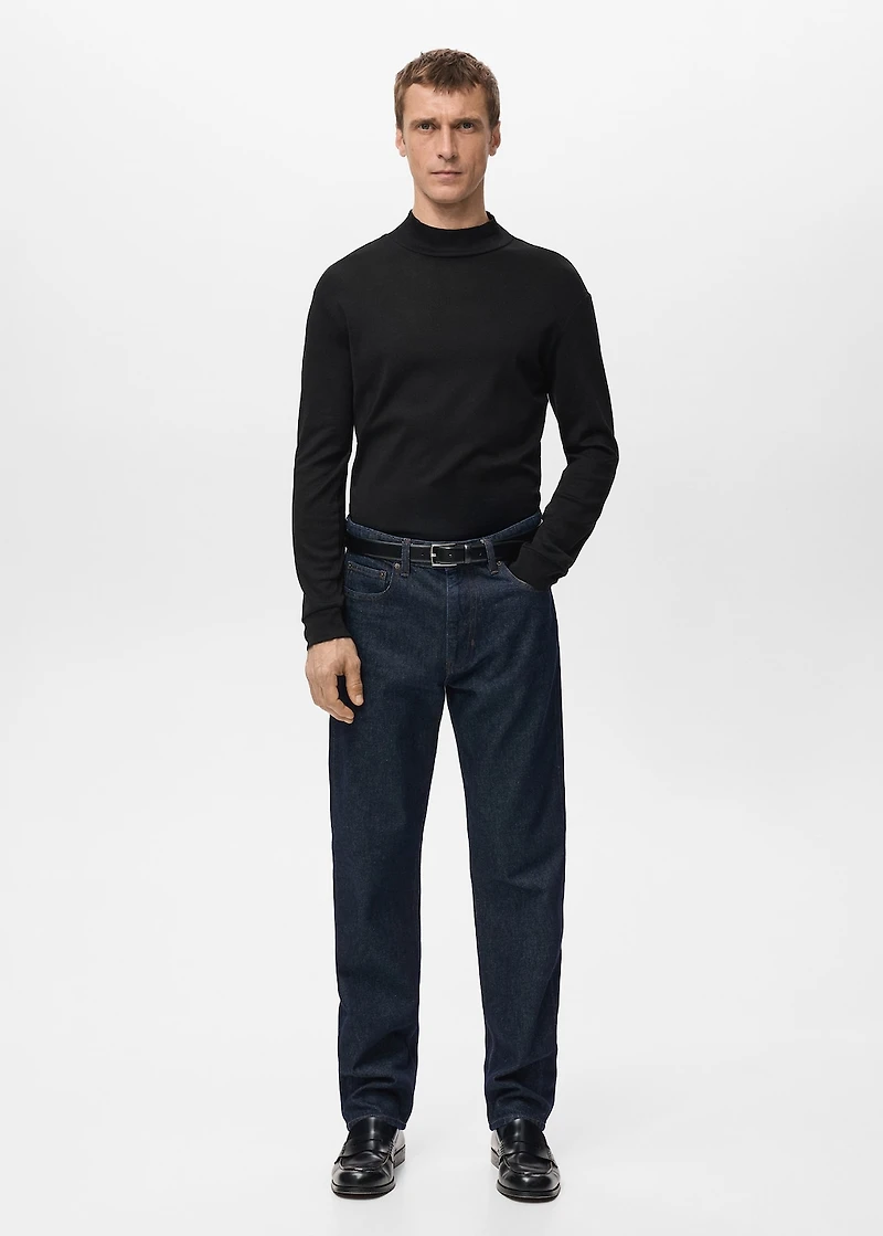 Long-sleeved t-shirt with perkins neck