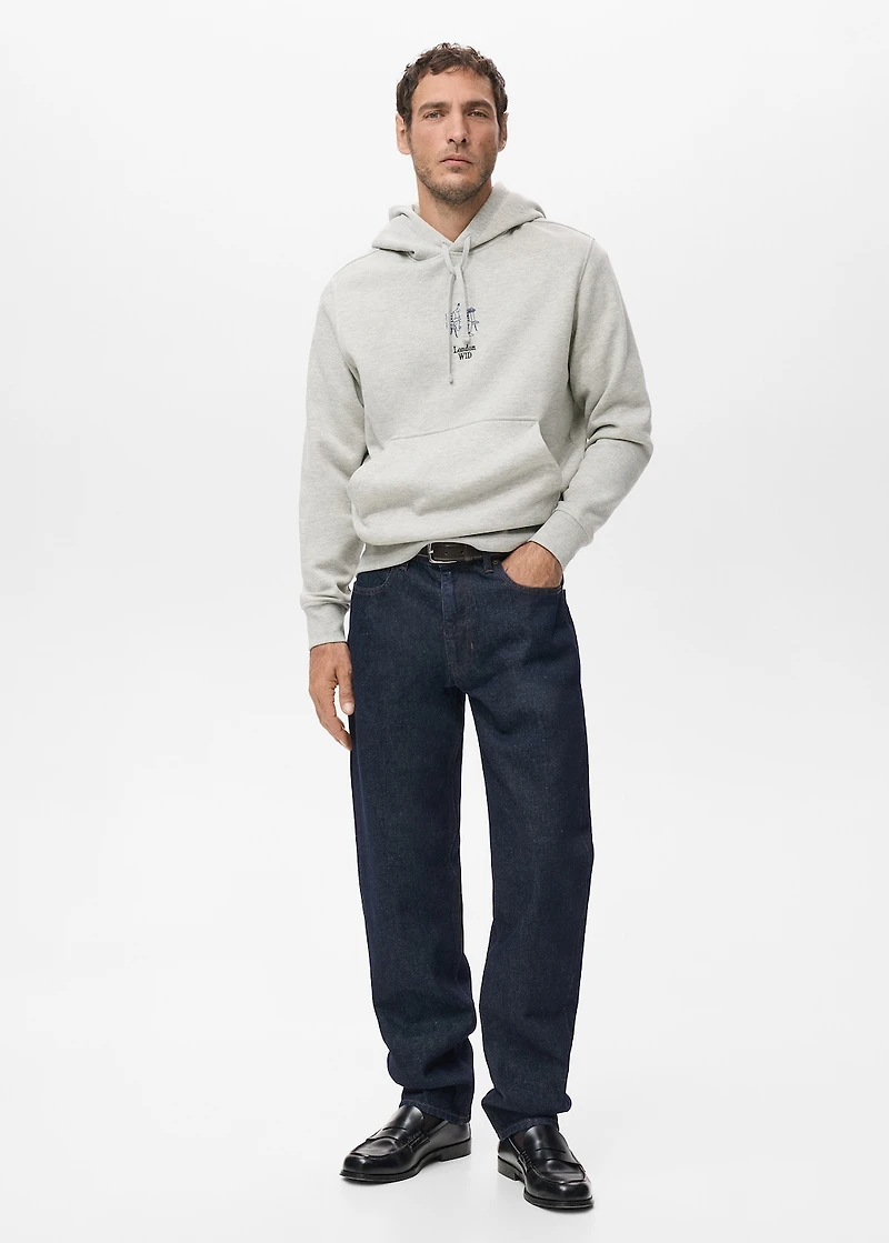 Cotton hooded sweatshirt text