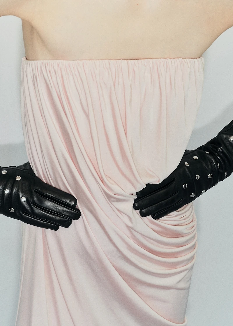 Studded leather gloves