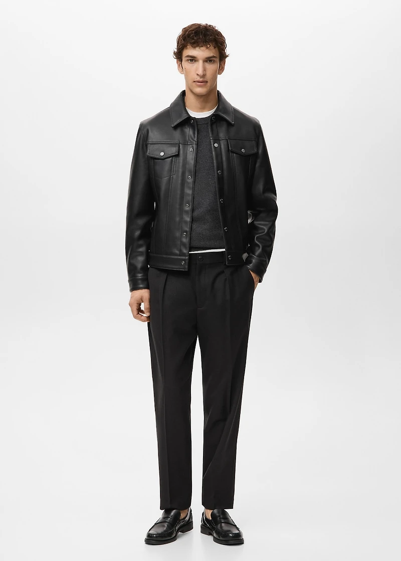 Faux-leather jacket with pockets