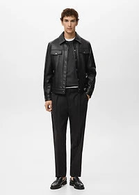 Faux-leather jacket with pockets