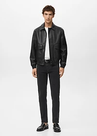 Faux-leather jacket with pockets