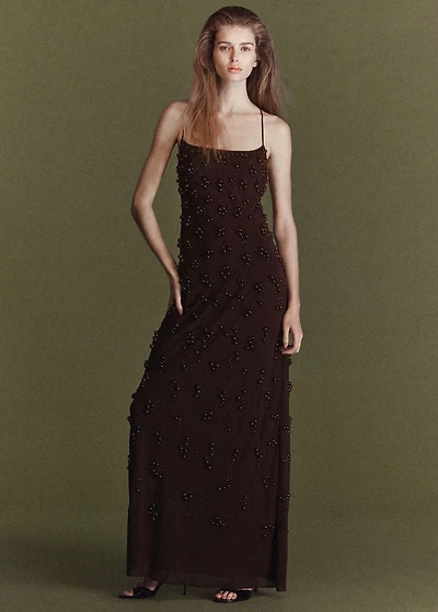 Long dress with embroidered spheres