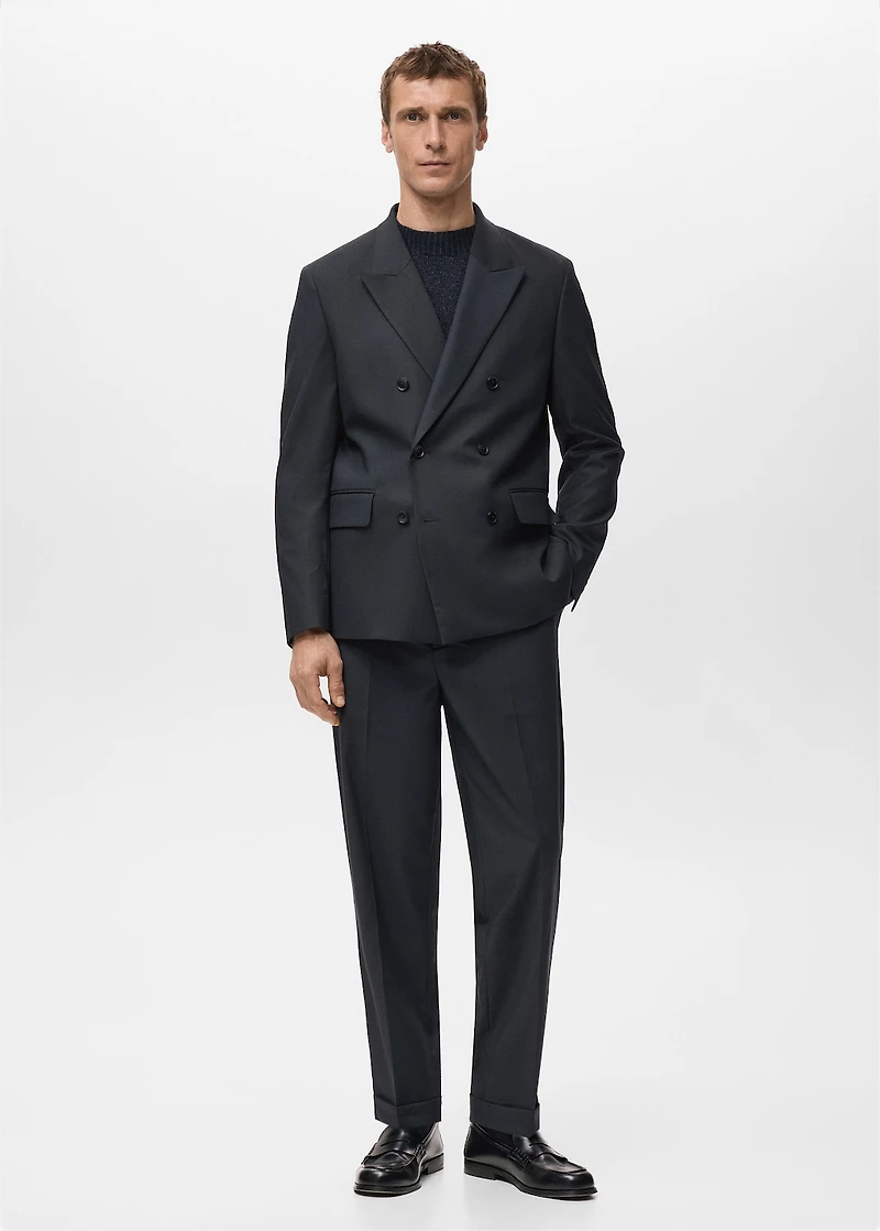 Boston slim-fit double-breasted suit blazer