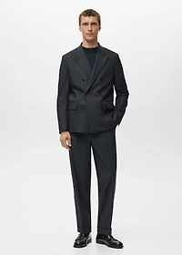 Boston slim-fit double-breasted suit blazer