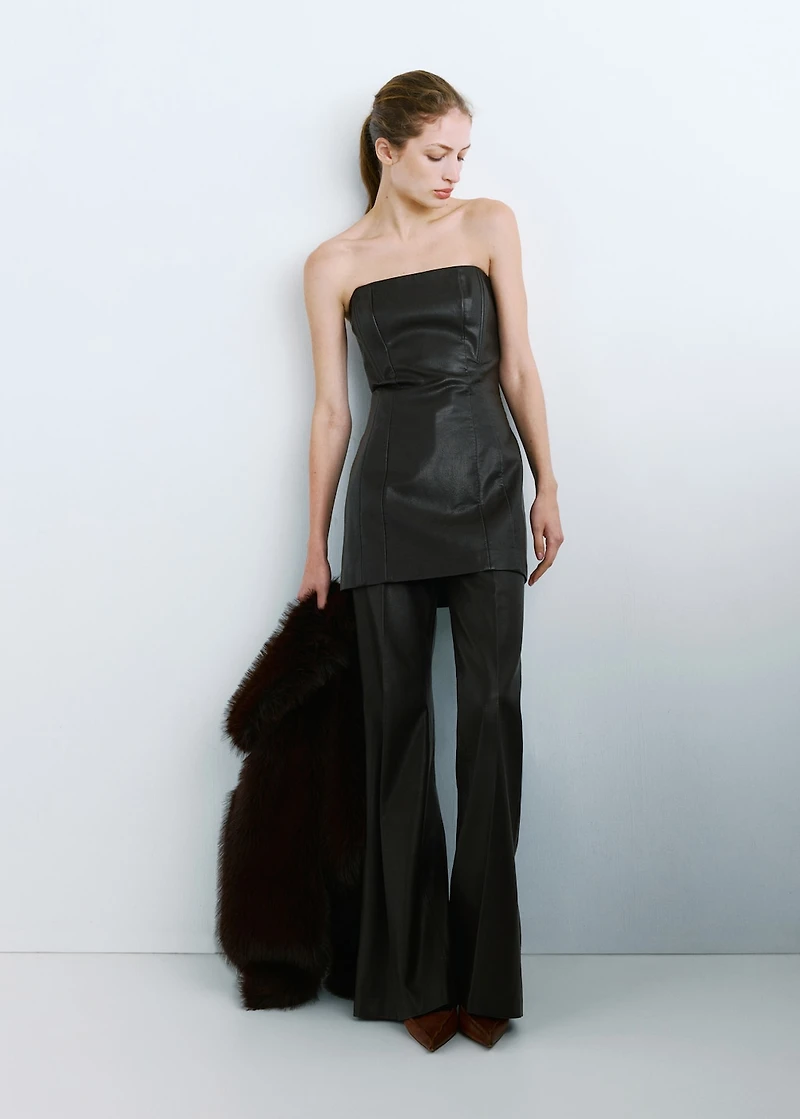 Wide-leg faux-leather pants