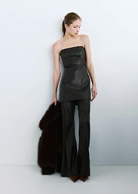 Wide-leg faux-leather pants