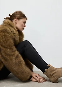 Suede ankle boot with kitten heel