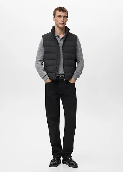 Quilted vest with down and feather filling