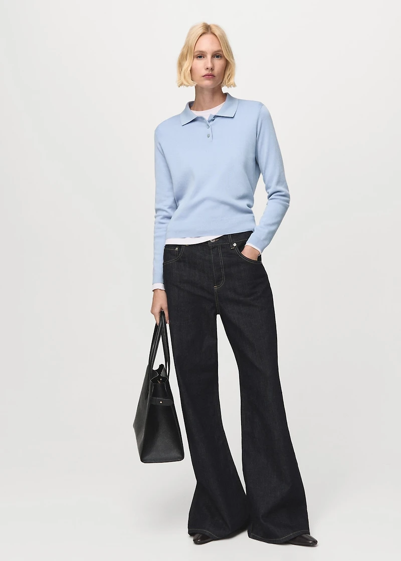 Polo collar wool sweater