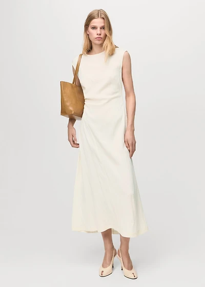 Lyocell dress with pleated waist
