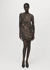 Leopard-print dress with ruched waist