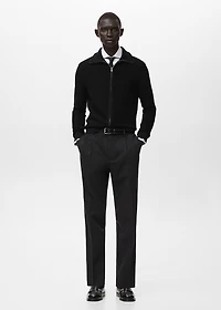 Structured knitted cardigan with zip