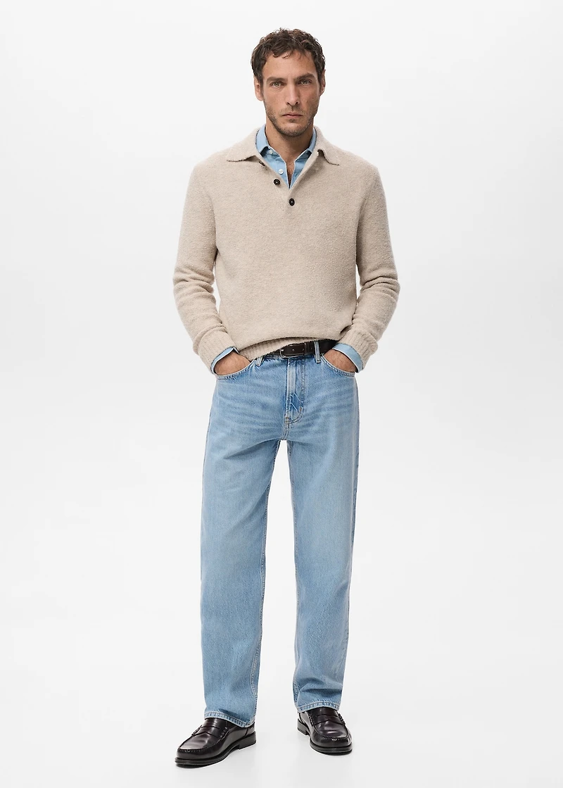 Mini boucle knit polo shirt