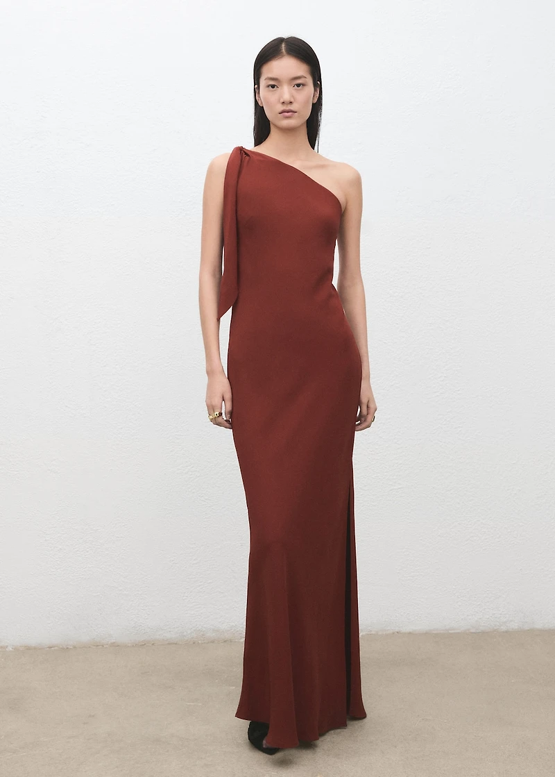 Asymmetrical dress with knot strap