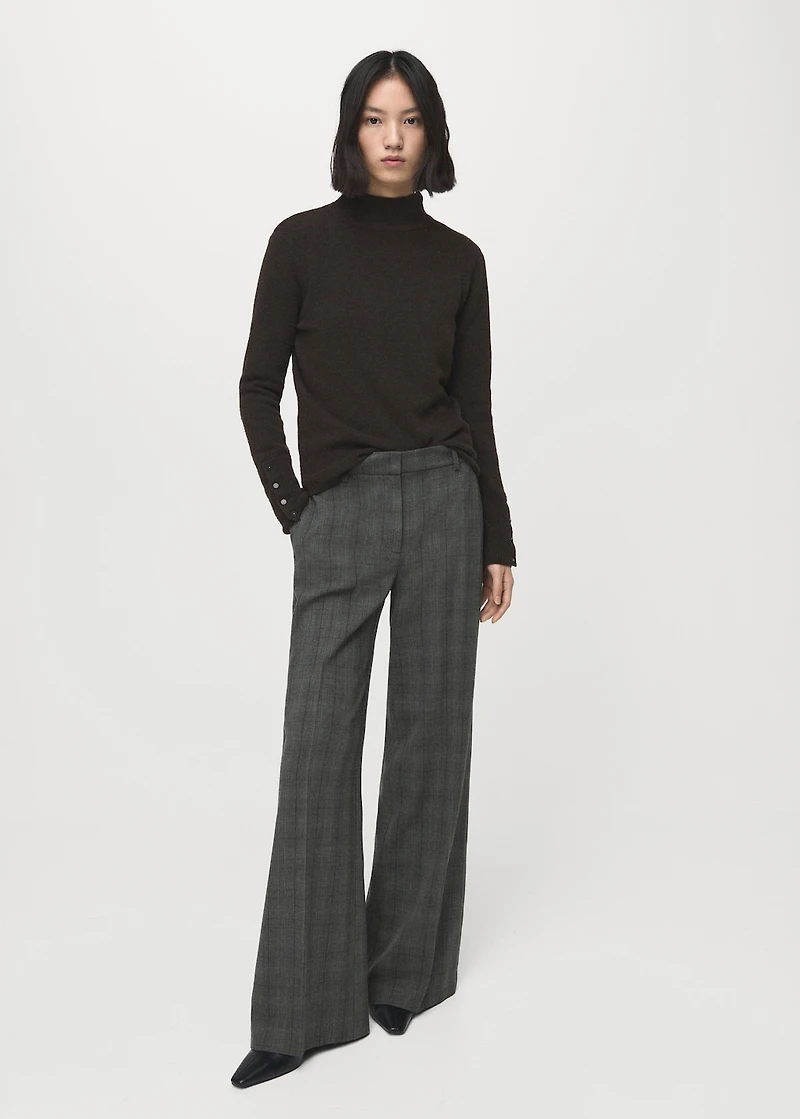 Wide-leg check suit pants