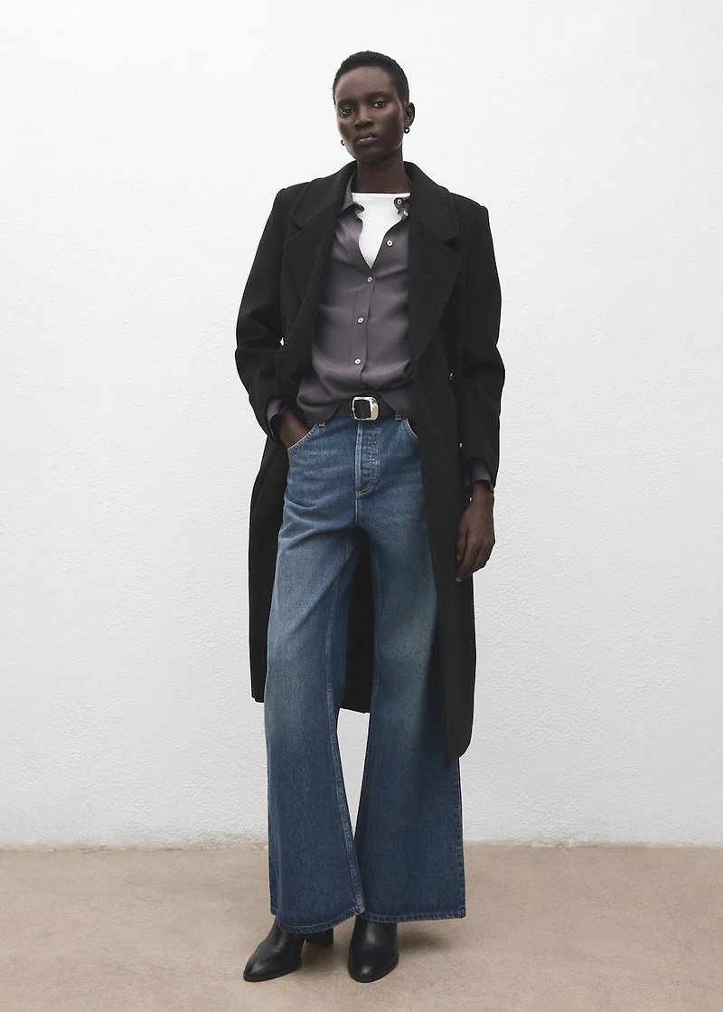 Double-breasted wool coat