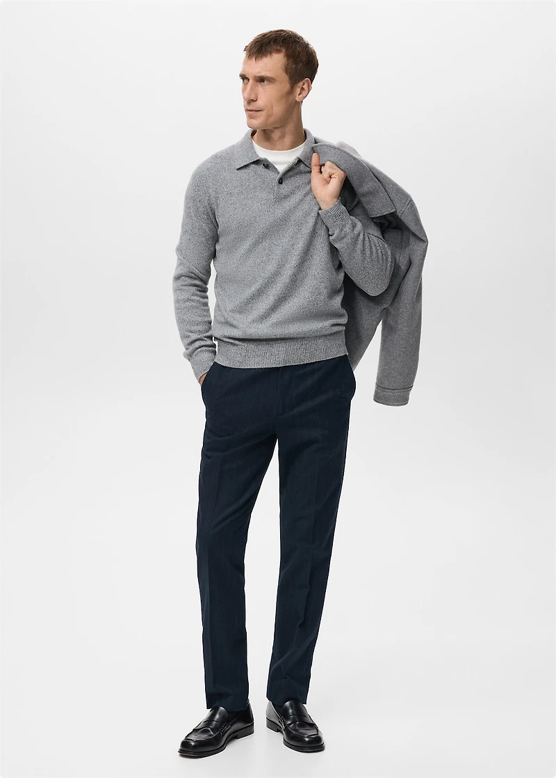 Knitted wool blend polo sweater