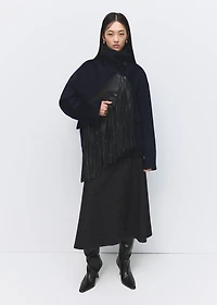 Wool funnel-neck coat