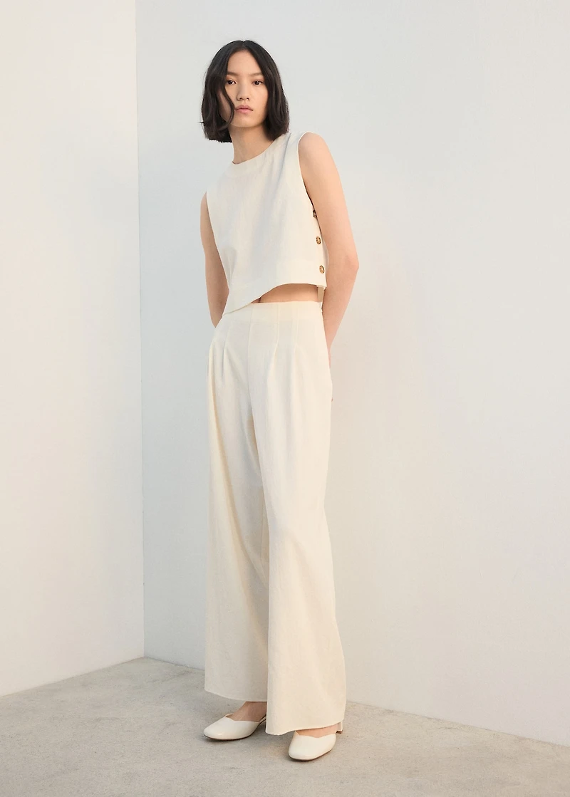 Straight-fit pleated pants