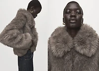 Faux fur effect lapel jacket