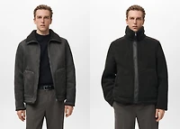 Shearling-lined faux-leather jacket