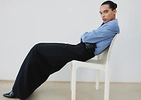 Cotton and lyocell blend straight shirt