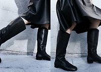 Zipper leather boots