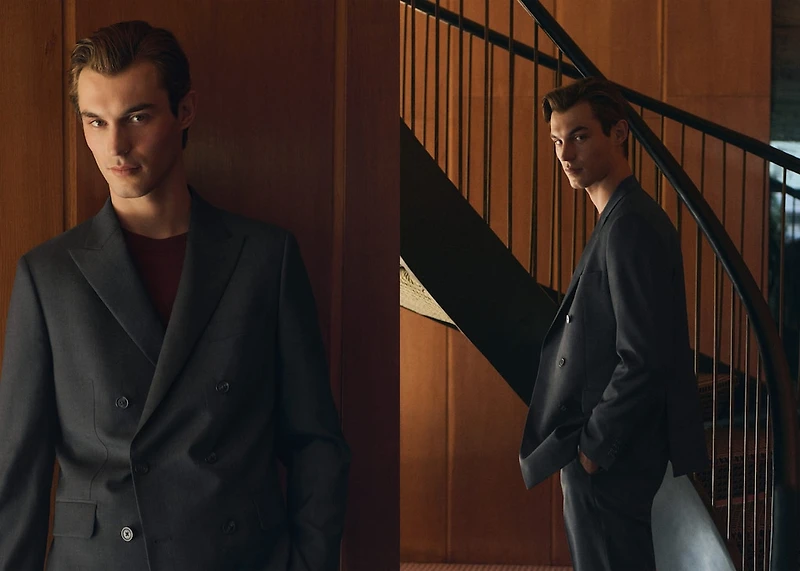 Turin 100% wool double-breasted suit jacket