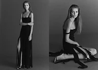 Low-cut dress with fringed hem