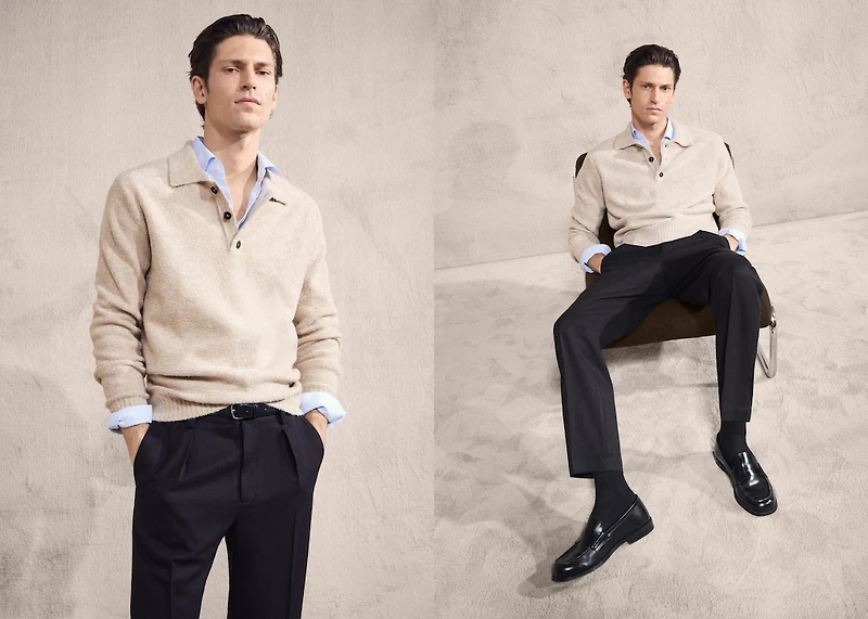 Mini boucle knit polo shirt