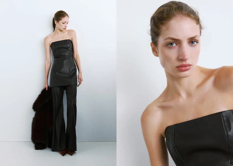 Short faux-leather dress