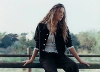 Denim shirt with studs