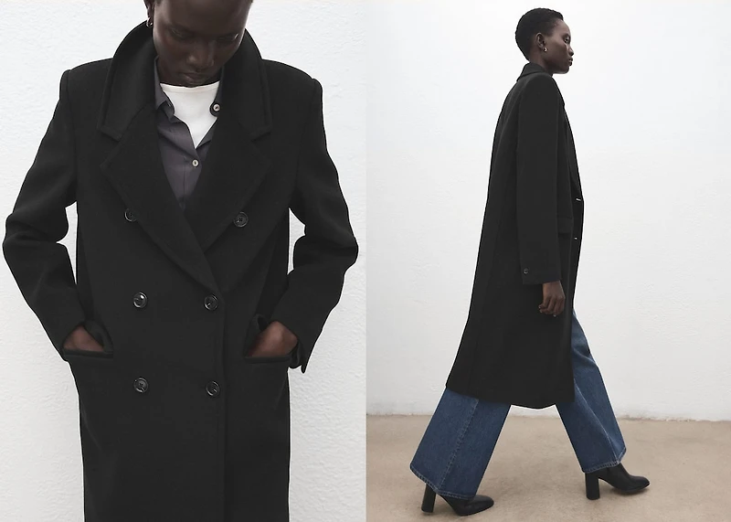 Double-breasted wool coat