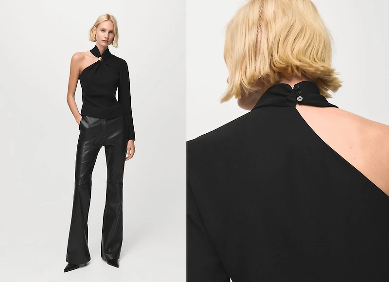 Asymmetrical blouse with metallic detail