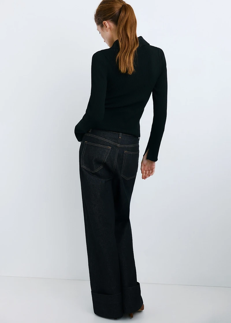 Turned-up straight jeans