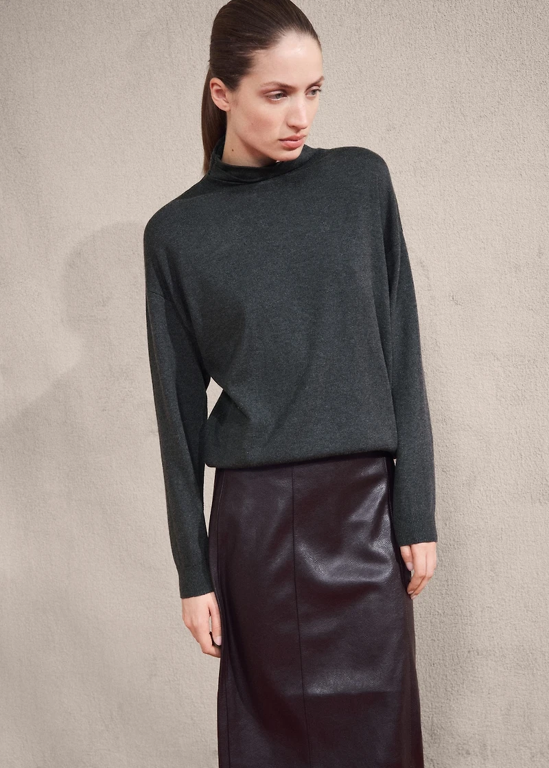 Draped turtleneck sweater