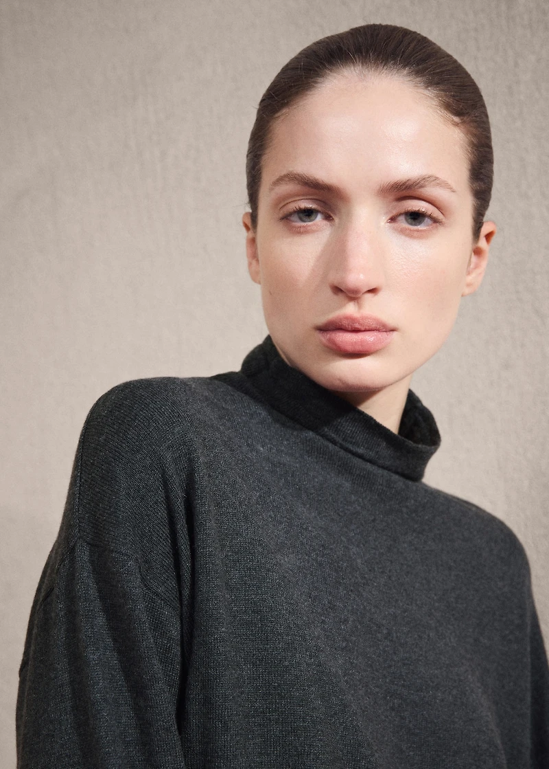 Draped turtleneck sweater