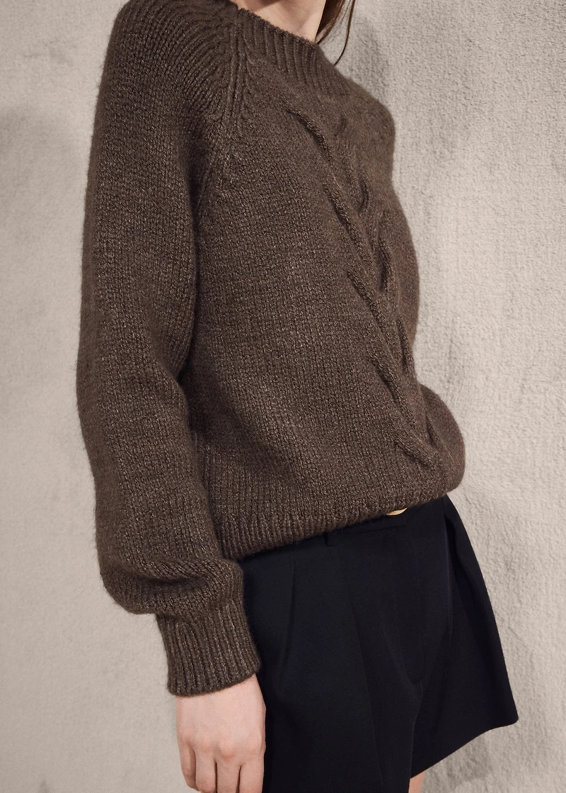 Braided sweater with perkins neck