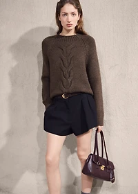 Braided sweater with perkins neck