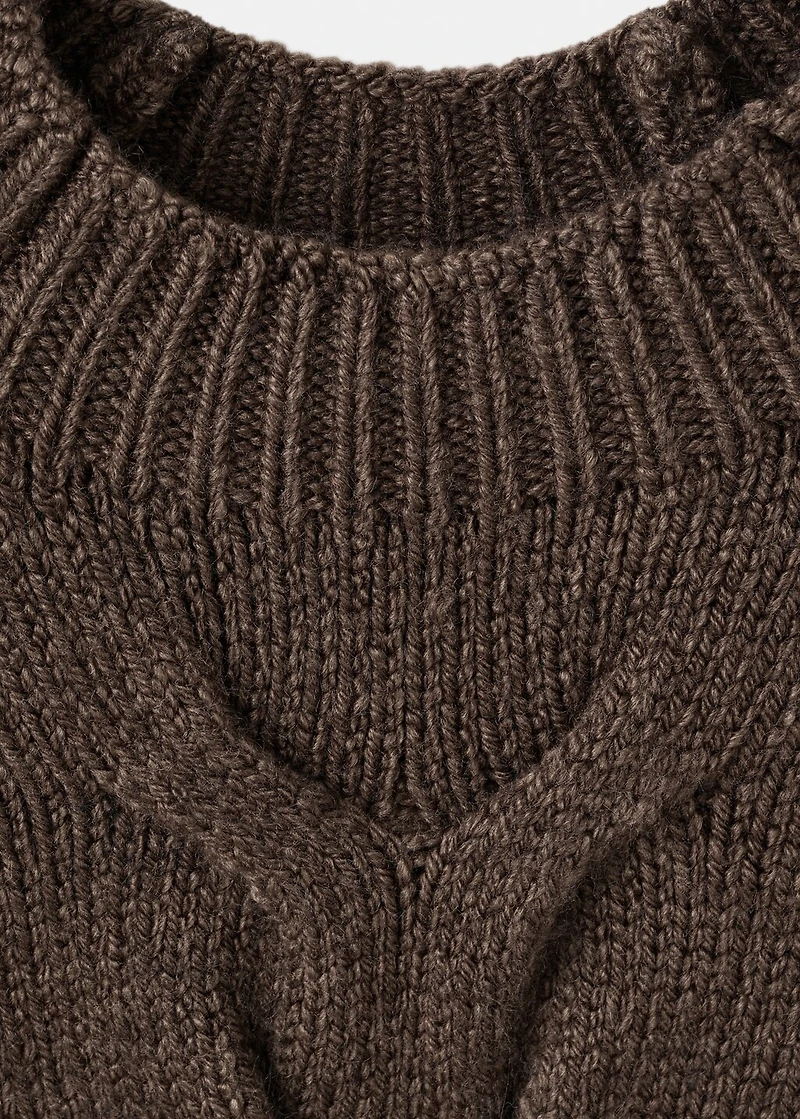 Braided sweater with perkins neck