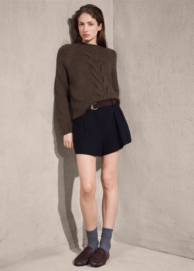 Braided sweater with perkins neck