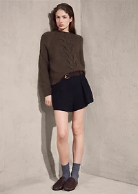 Braided sweater with perkins neck