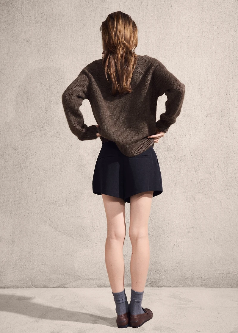 Braided sweater with perkins neck