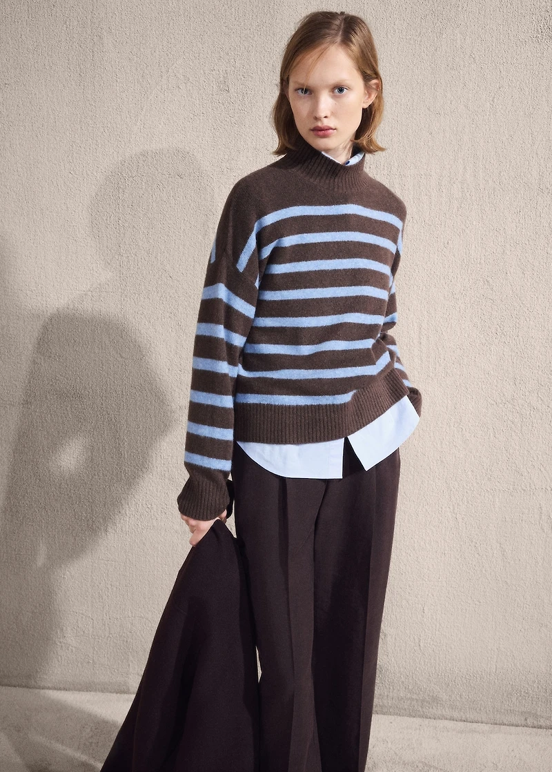 Oversized striped turtleneck sweater