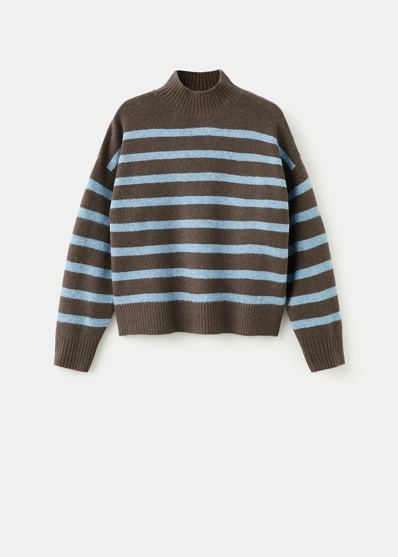 Oversized striped turtleneck sweater
