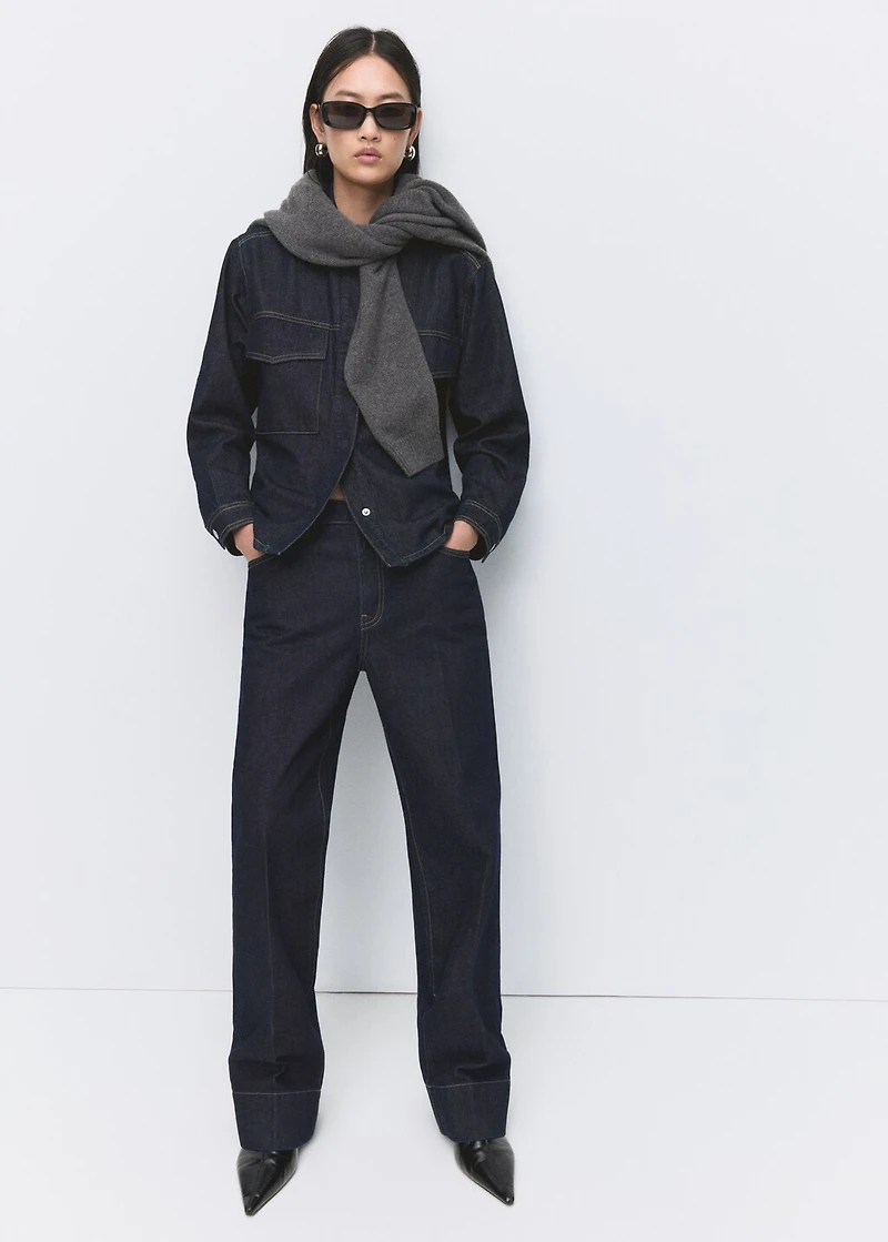 Denim shirt with flap pockets