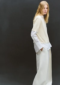 Short-sleeved wool sweater