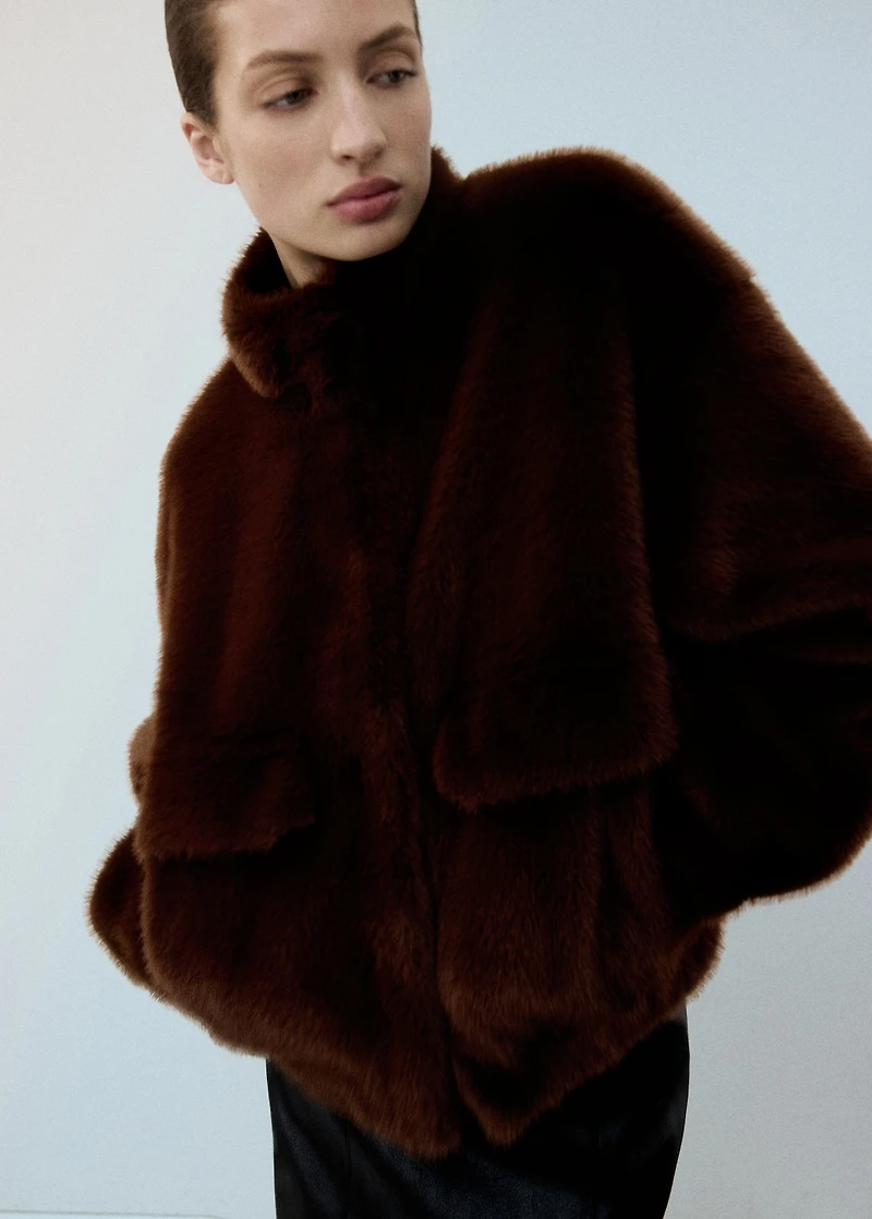 Faux-fur jacket with pockets