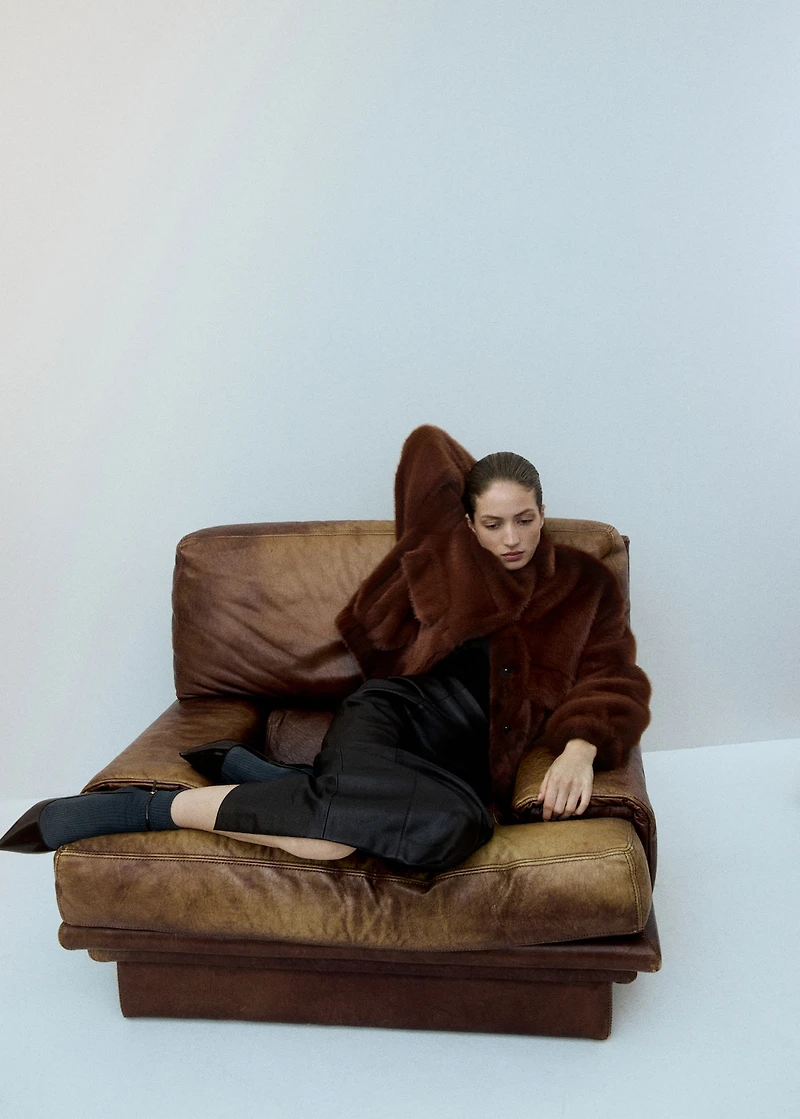 Faux-fur jacket with pockets